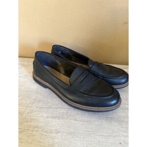Clarks Collection Raisie Eletta Black Leather Penny Loafers - Women's Size 9M
